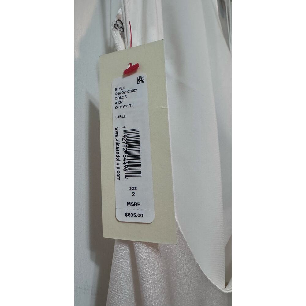 NWT Alice and Olivia Paulette One Shoulder Satin Open Back Gown Size 2 - Picture 14 of 16